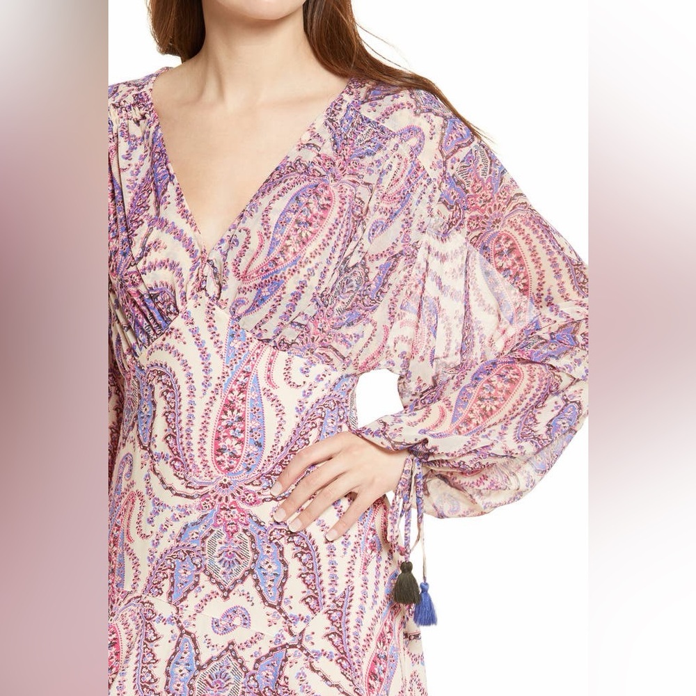 Free People Mirage Paisley Boho Maxi Dress Size 4 Small Western  Wedding Guest - Picture 4 of 12